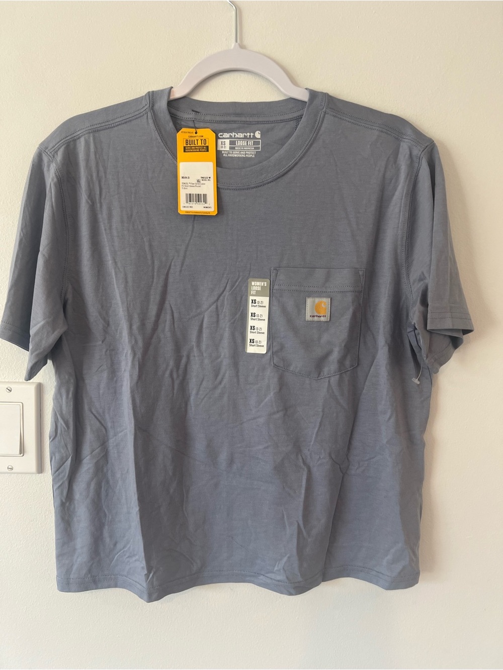 NEW Carhartt Blue Tencel Fiber Series Eomens XS Loose Short Sleeve T Shirt
